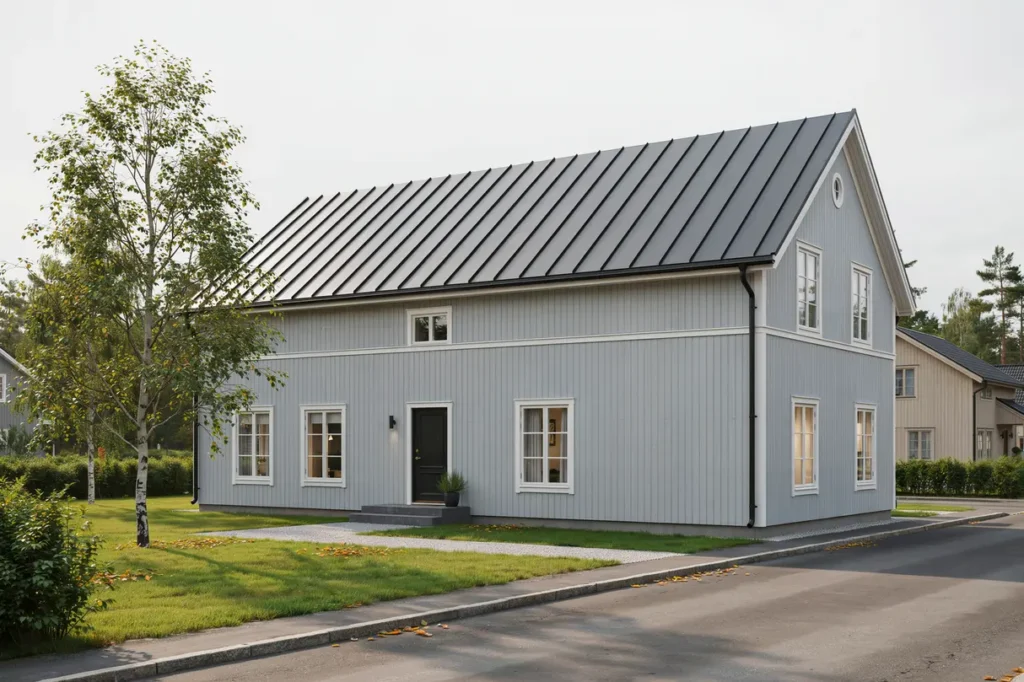 l ggning av nytt pl ttak p villa i tr sl vsl ge